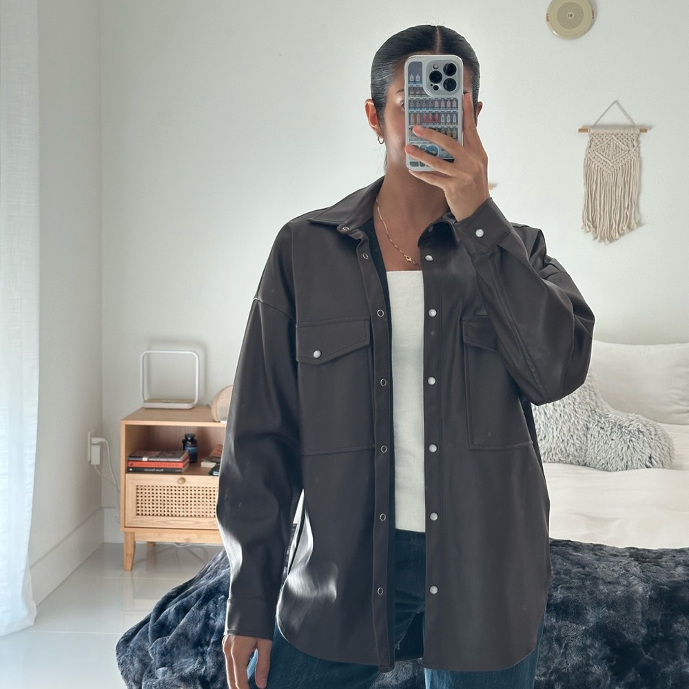 Black vegan leather Jacket soft inside lining